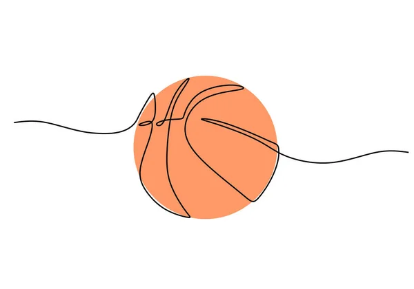 Dibujo Una Línea Baloncesto Objeto Tema Deporte Dibujado Mano Continuo — Vector de stock