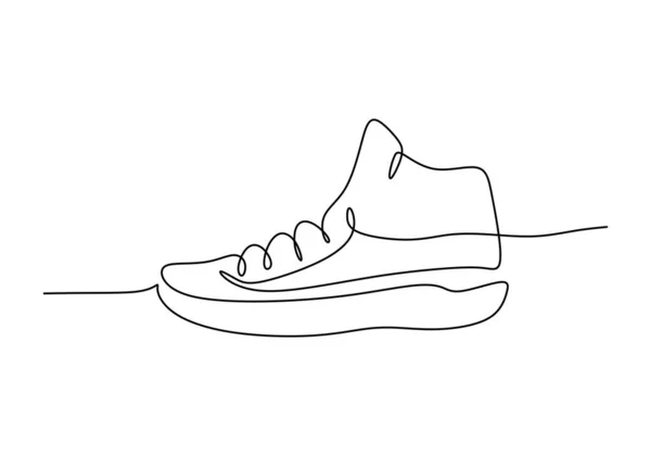 Баскетбольне Взуття Малюнок Однієї Лінії Безперервна Ручна Намальована Спортивна Тема — стоковий вектор