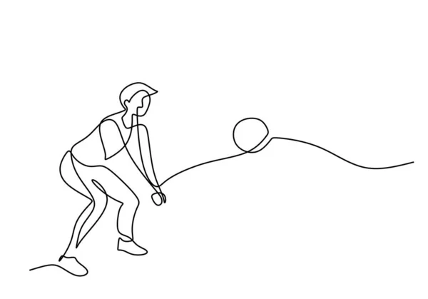 Plážový Volejbal Jedna Čára Kresba Kontinuální Ručně Kreslené Sportovní Téma — Stockový vektor