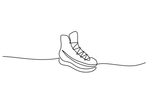 Sapatos Caminhada Desenho Uma Linha Tema Esporte Desenhado Mão Contínua — Vetor de Stock