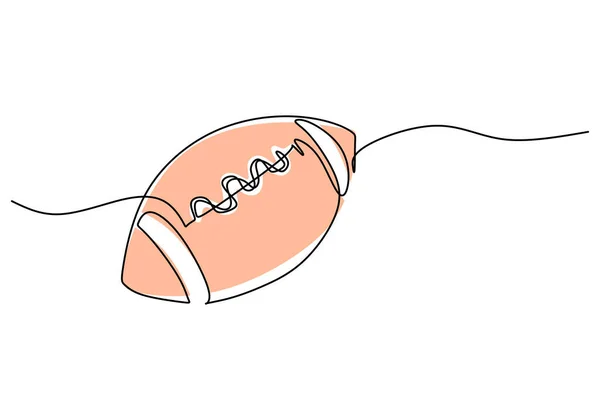 Rugby Ball One Line Disegno Oggetto Tema Sportivo Disegnato Mano — Vettoriale Stock