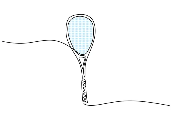 Raquete Squash Desenho Linha Tema Esporte Desenhado Mão Contínua —  Vetores de Stock