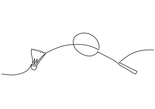 羽毛球一线图 连续手绘体育主题 — 图库矢量图片