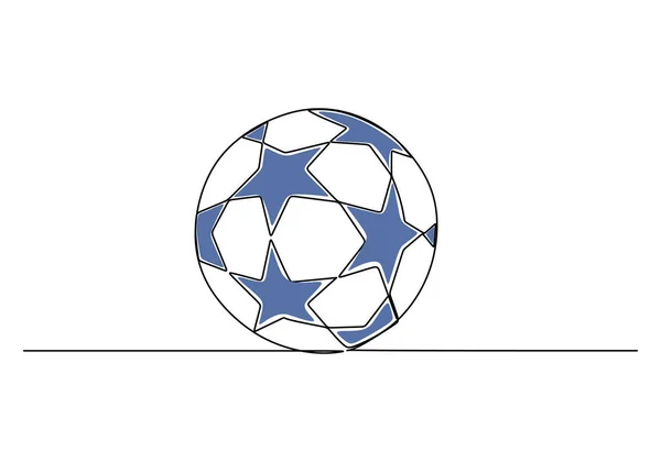 Desenho Uma Linha Bola Futebol Objeto Tema Esporte Desenhado Mão —  Vetores de Stock