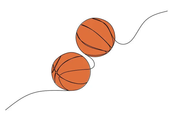 Рисунок Одной Линии Баскетбола Непрерывный Объект Спортивной Тематики Нарисованный Вручную — стоковый вектор
