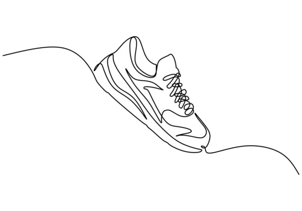 Laufschuhe Eine Linie Zeichnung Kontinuierliche Hand Gezeichnet Sport Theme Object — Stockvektor