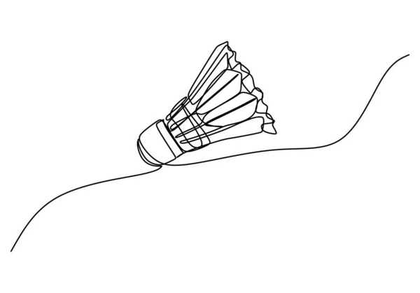 Badminton Míč Jedna Čára Kresba Spojité Ručně Kreslené Sportovní Téma — Stockový vektor