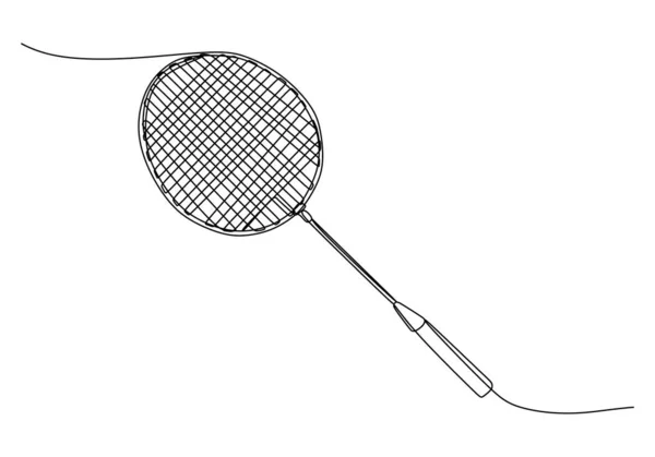 Badminton Racket One Line Drawing Continuous Hand Drawn Sport Theme — 스톡 벡터