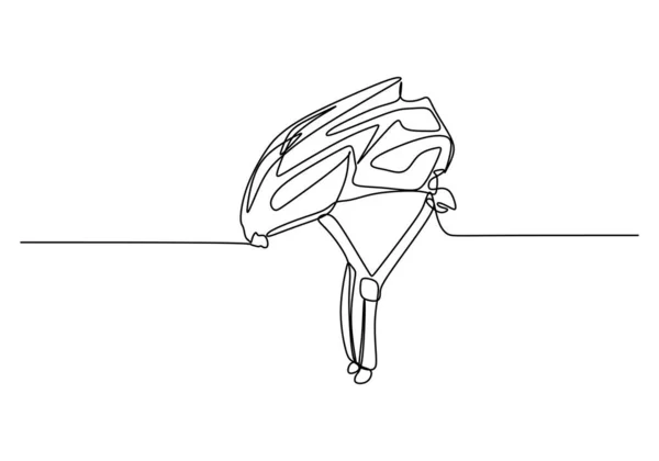 Fahrradhelm Einzeilige Zeichnung Kontinuierliche Hand Gezeichnet Sport Theme Object — Stockvektor
