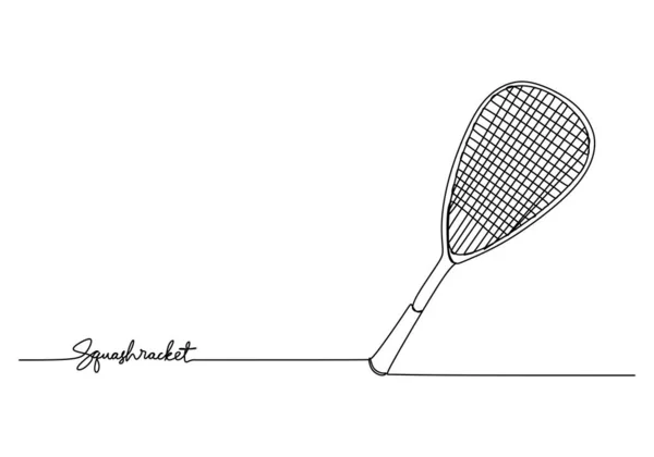 Raqueta Squash Dibujo Una Línea Objeto Tema Deportivo Dibujado Mano — Vector de stock