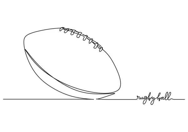 Rugby Ball One Line Drawing Continu Met Hand Getrokken Sport — Stockvector