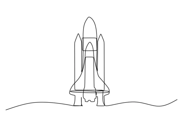 Rocket One Line Drawing Continu Met Hand Getrokken Sport Thema — Stockvector