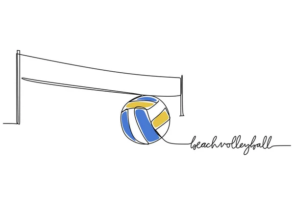 Рисунок Одной Линии Пляжного Волейбола Непрерывный Рисунок Спортивной Тематики Вручную — стоковый вектор