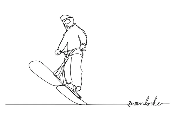 Snow Bike One Line Drawing Continuous Hand Drawn Sport Theme — Stockový vektor