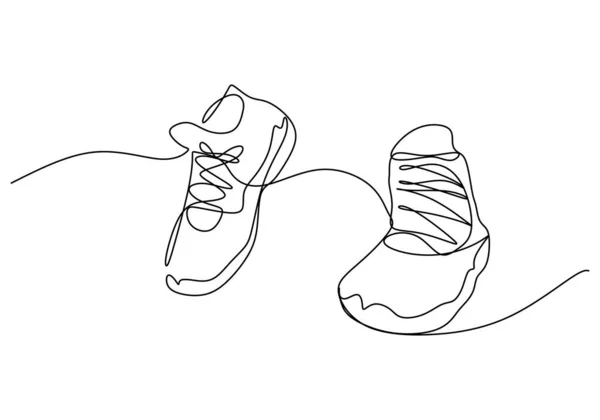Zapatos Baloncesto Dibujo Una Línea Objeto Tema Deporte Dibujado Mano — Vector de stock