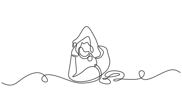 Yoga Girl Une Ligne Dessin Minimaliste Illustration Vectorielle Santé Fitness — Image vectorielle