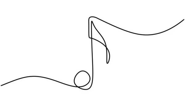 Музыкальная Нота Векторная Иллюстрация Один Стиль Непрерывного Рисования Линии Знак — стоковый вектор
