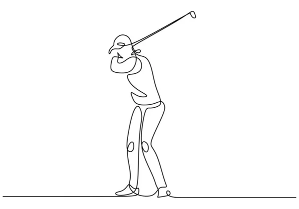 Παίκτης Γκολφ Ζωγραφίζει Μια Γραμμή Συνεχές Διάνυσμα Εικονογράφησης Παίκτη Γκολφ — Διανυσματικό Αρχείο