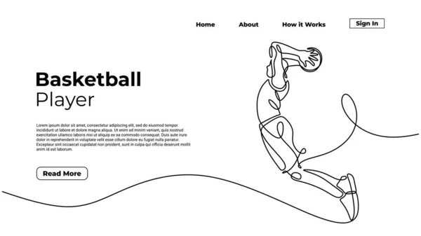 Slamdunk Стиль Баскетболист Непрерывный Рисунок Одной Линии Векторный Силуэт Иллюстрации — стоковый вектор