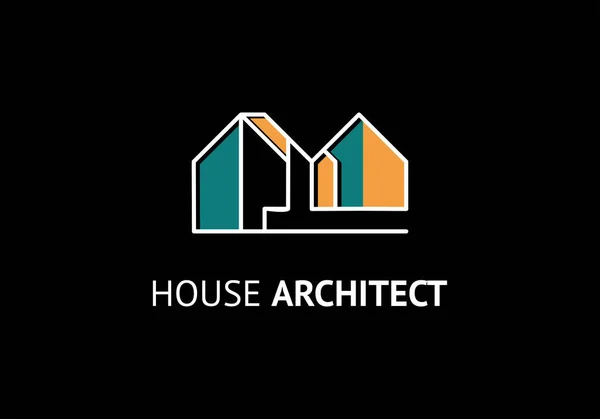 Casa Arquiteto Logotipo Linha Simples Modelo Ilustração Vetorial —  Vetores de Stock