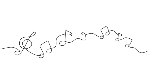 Music Sign Vector Simple Continuous One Line Drawing Notes Song — Stock Vector