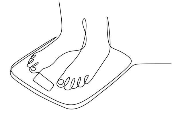 Fötter Golvet Skalor Linje Ritning Stil Vektor Illustration — Stock vektor