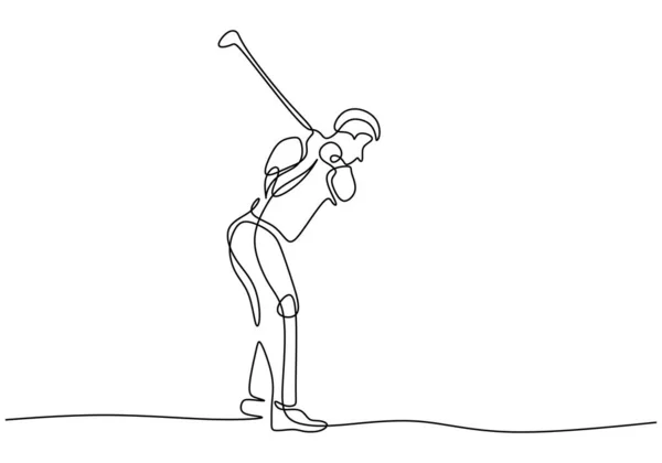 Sport Illustration Golfspelare Kontinuerlig Linje Ritning Man Som Spelar Golf — Stock vektor