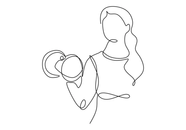 女人练习哑铃 连续线绘图 — 图库矢量图片