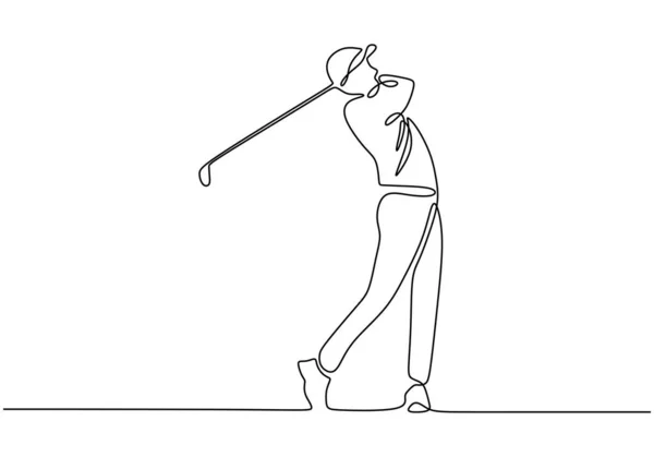 Παίκτης Γκολφ Ζωγραφίζει Μια Γραμμή Συνεχές Διάνυσμα Εικονογράφησης Παίκτη Γκολφ — Διανυσματικό Αρχείο