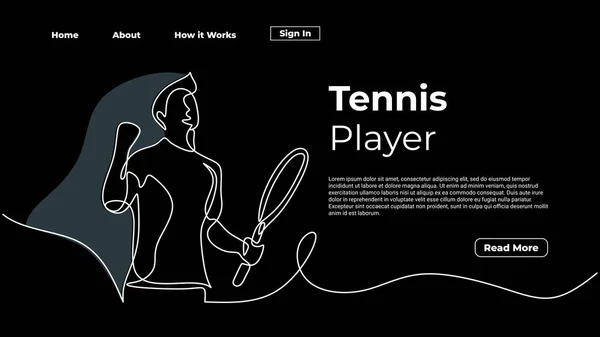 Linha Contínua Que Desenha Jogador Tênis Jogo Esporte Conceito Vencedor Ilustrações De Bancos De Imagens Sem Royalties