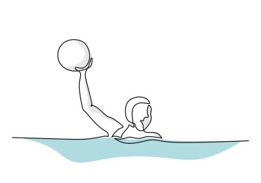 Water Polo oyuncusu kesintisiz çizgi çizimi, Sport Game Hand Çizimi