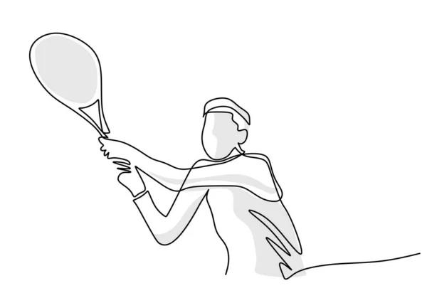Теннисист Simple One Line Art Sports Illustration Person Playing Tennis — стоковый вектор