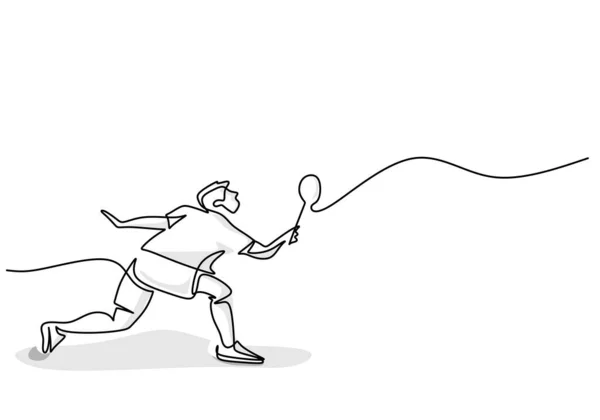 Badminton Speler Eenvoudige Een Lijn Kunst Sport Illustratie Van Persoon — Stockvector