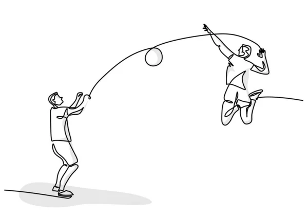Volleybollspelare Kontinuerlig Linje Ritning Sport Spel Hand Tecknad Illustration — Stock vektor