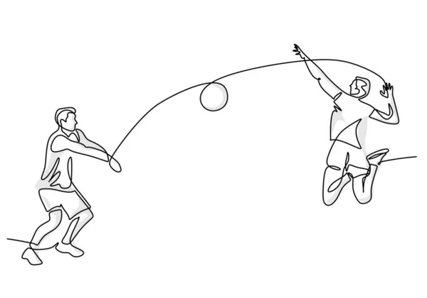Волейболіст Проста Одна Лінія Мистецтво Спортивна Ілюстрація Персонажа Який Грає — стоковий вектор