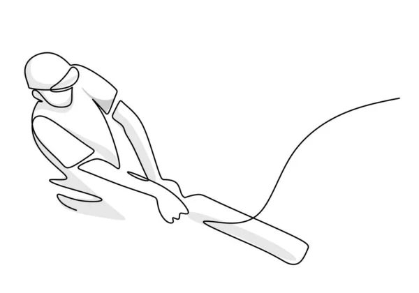 Cricket Player Simple One Line Art Sports Illustration Person Playing - Stok Vektor