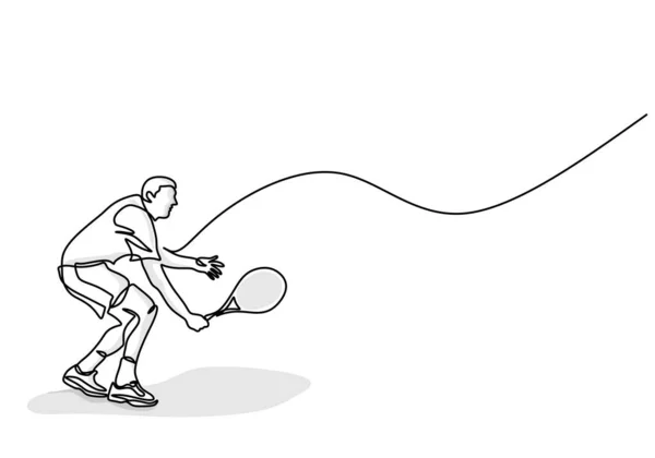 Ilustrasi Minimalis Pemain Tenis Vektor Athlete Terlibat Dalam Permainan Tenis - Stok Vektor