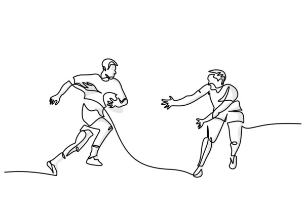 Rugby Player Simple One Line Art Sports Illustration Person Playing — 스톡 벡터