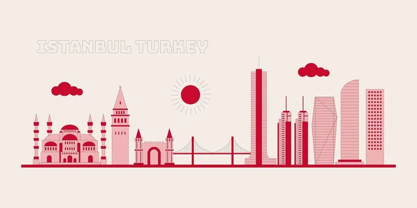 Istanbul Türkei Stadtbild Skyline Skizze Illustration Vektor Berühmte Beliebte Stadt — Stockvektor
