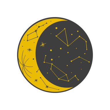 Astrolojik işaretin ezoterik sembolü elle çizilmiş. Beyaz arka planda izole edilmiş mistik büyü elementleri..