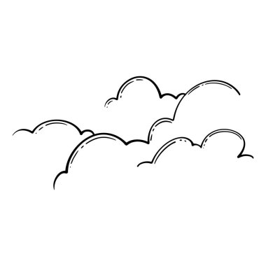 El çizimi bulut esrarengiz sembolü. Beyaz arka planda izole edilmiş mistik büyü elementleri..