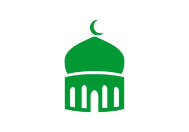 Modern Yeşil İslami Cami logosu. Vektör illüstrasyonu düz ve kalın.