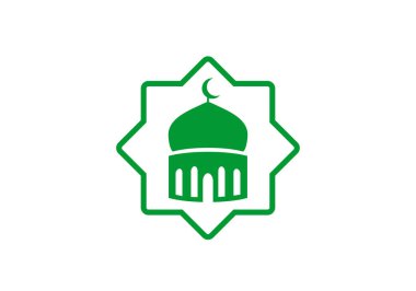 Modern Yeşil İslami Cami logosu. Vektör illüstrasyonu düz ve kalın.