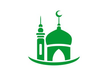 Modern Yeşil İslami Cami logosu. Vektör illüstrasyonu düz ve kalın.