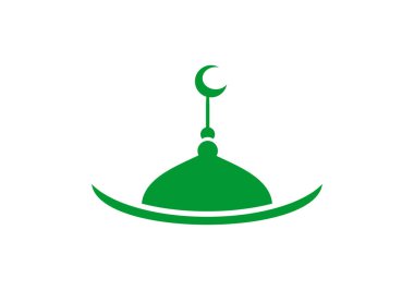 Modern Yeşil İslami Cami logosu. Vektör illüstrasyonu düz ve kalın.