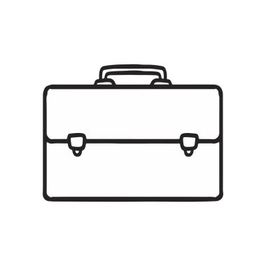 Evrak çantası çizimi. Siyah ve beyaz renkli vektör illüstrasyonu.