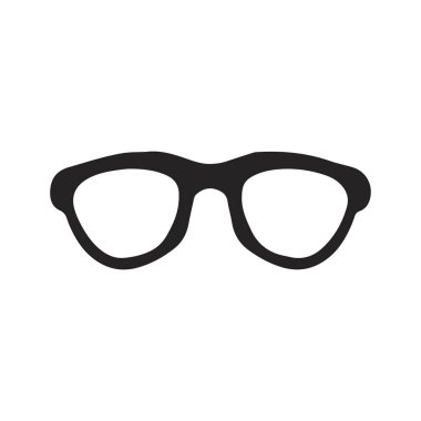 Kalın çerçeveli klasik gözlüklerin minimalist siyah ve beyaz vektör çizimi. Simgeler, logolar veya moda tasarımları için mükemmel