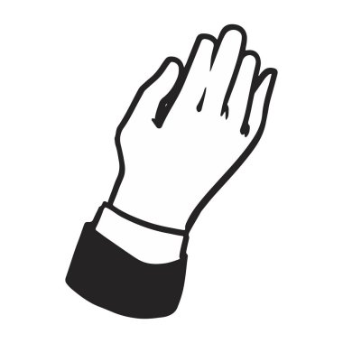 Siyah ve Beyaz El Illustration jesti. Siyah ve beyaz çizim vektör çizimi. Çizgi film el çizimi stil ikonu. İş ofisi kavramı.