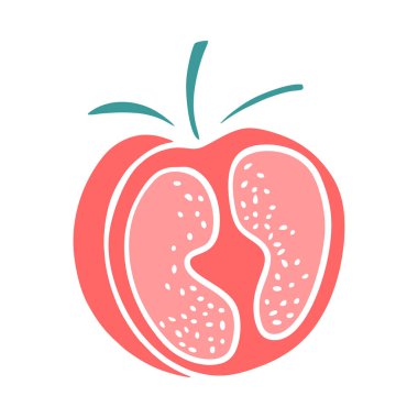 Domates elle çizilmiş. Kırmızı renkli sebze çizimi. Gıda nesnesi tasarımı.