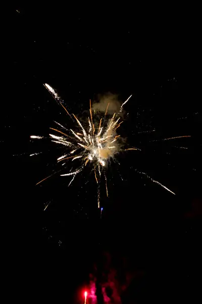 Színes Tűzijáték Éjszakai Égbolton — Stock Fotó